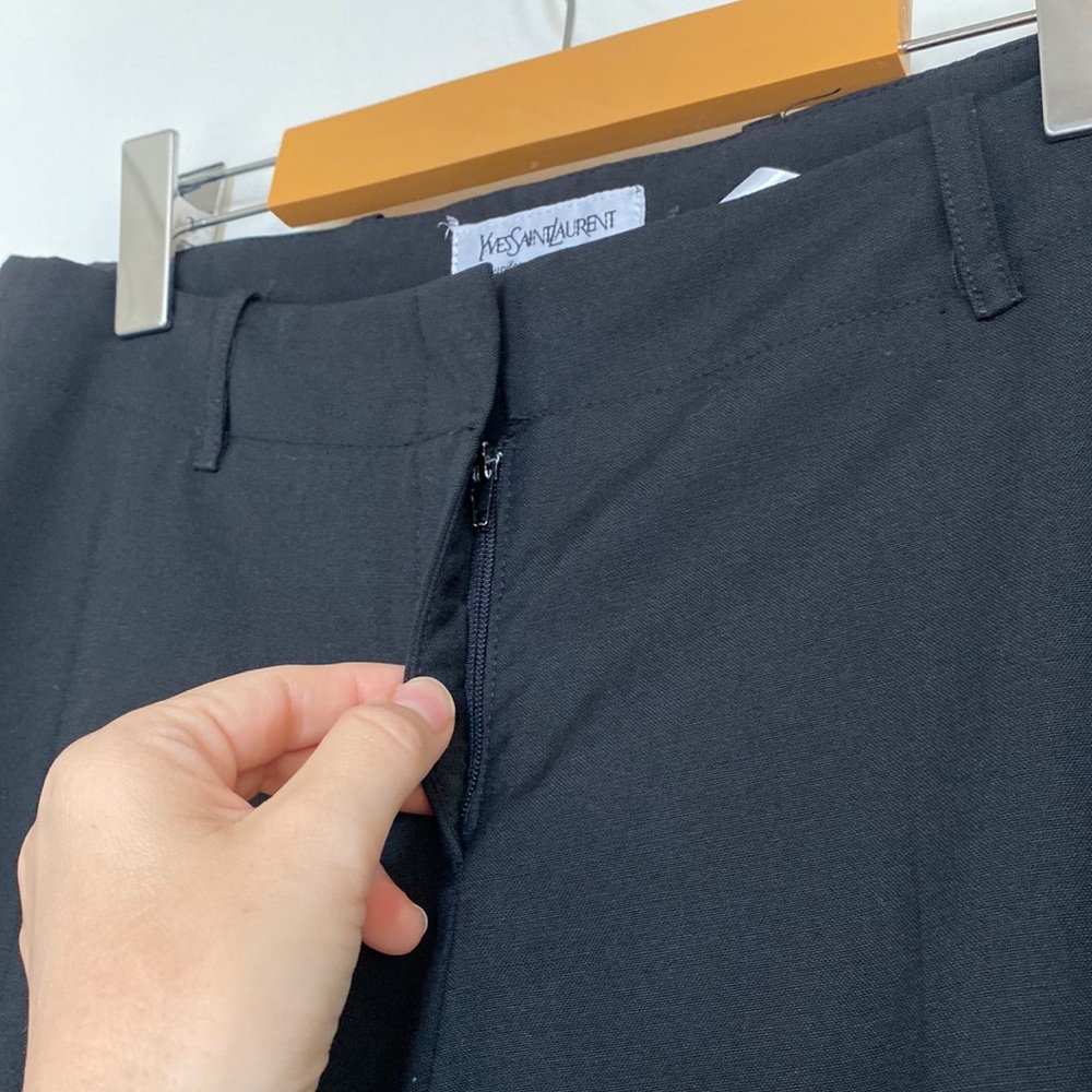 Vintage Yves Saint Laurent Pants Women US 6-8 Med Black Wool Italy 90s Uniform - Picture 7 of 14